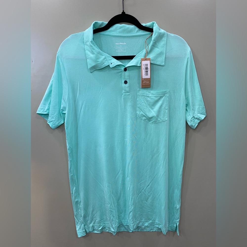 Muse Threads Blue Viscose Polo Shirt L